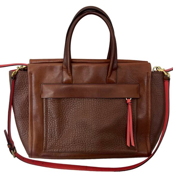 Coach Bleecker Riley Carryall Tote in Chestnut Brown Love Red Leather Bag 28041 - Picture 1 of 14